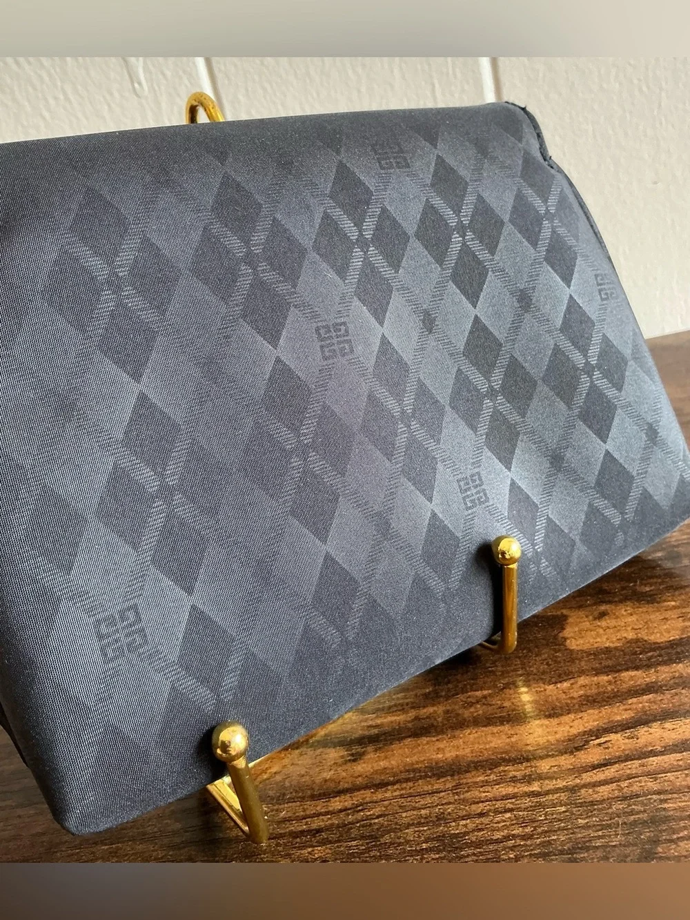 A vintage GWP Givenchy Parfums crystal-embellished makeup pouch/clutch Bag
